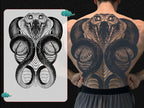 Magic Juice Ink Waterproof Tattoo Stickers Full Back Large Size Herbal Juice Temporary Tattoos Men Body Art Dragon Tiger