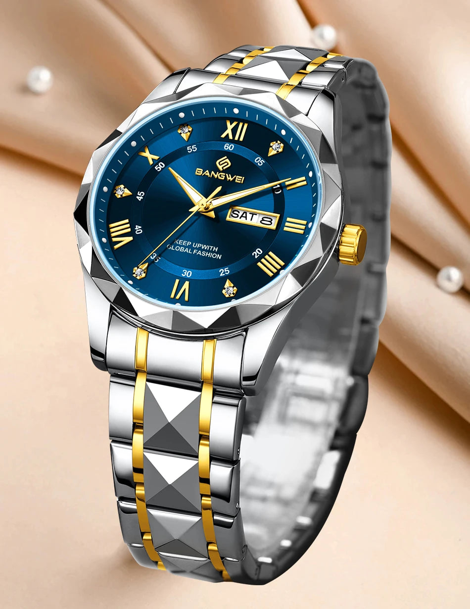 BANGWEI Elegant Luxury Quartz Woman Watch Fashion Classic Simple Stainless Clocks Auto Date Waterproof Diamond Ladies Wristwatch