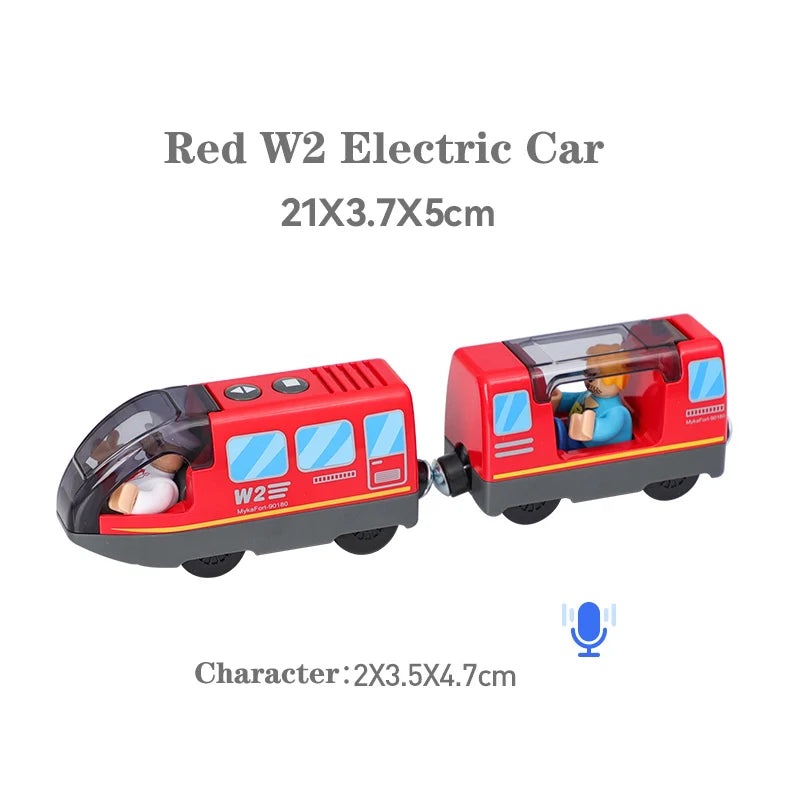 Kids Electric Train Set Locomotive Magnetic Train Car Diecast Slot Toy Fit for Wooden Train Railway Track Toys for Children Gift