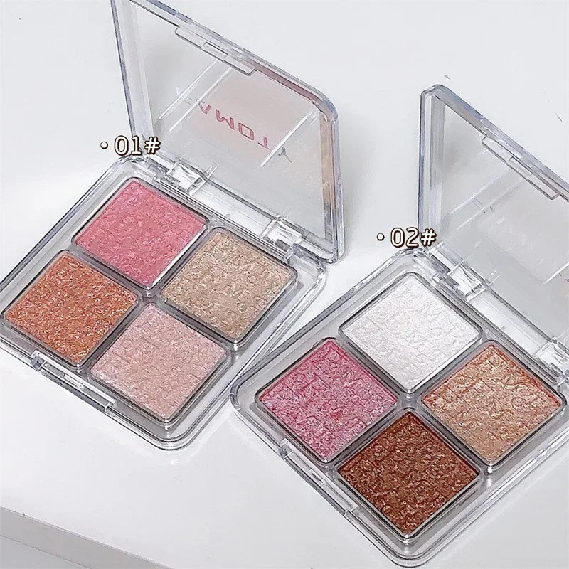 4 Colors Diamond Highlighter Powder Palette Glitter Face Contour Brighten Makeup Shimmer Ultra-concentrated Illuminate Cosmetic