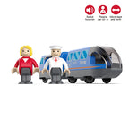 Kid Magnetic Electric Train Car Locomotive Wooden Track Slot Diecast Railway with Two Carriages Train Wood Toy Biro Leduo Track