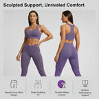 3 Piece Tracksuit Set - Jacket + Push Up Sports Bra + High Waist Leggings, Gym Workout Activewear Training, Yoga, Fitness Women