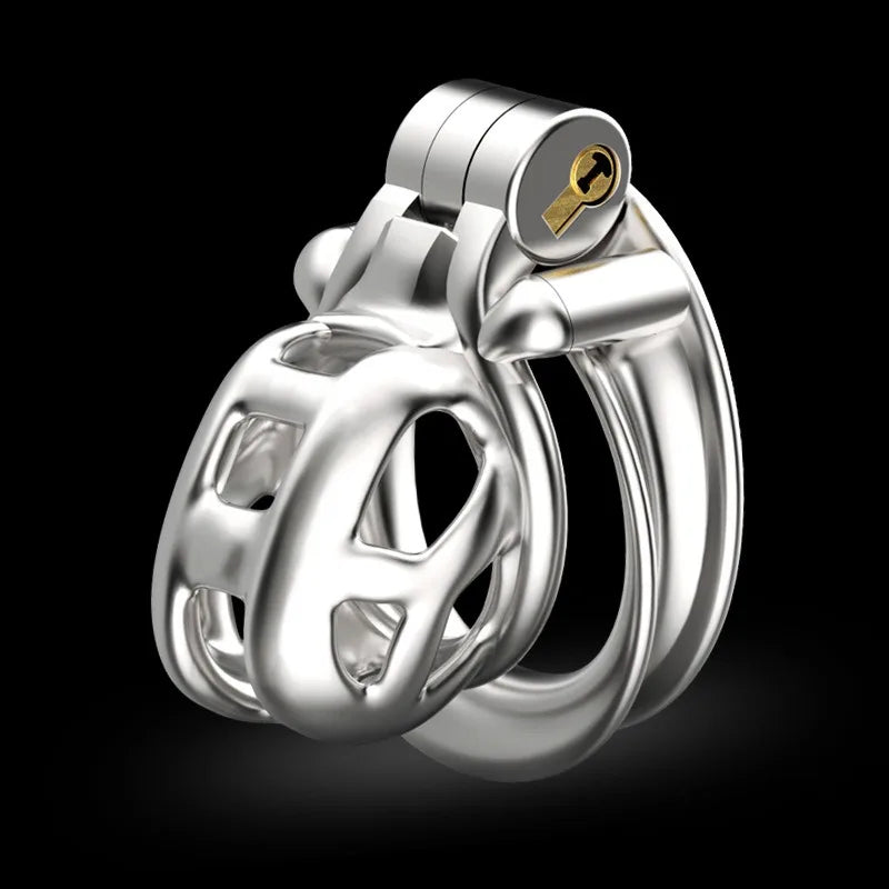 Stainless Steel Male Chastity Cage Cock Mamba Penis Ring Chastity Belt BDSM Erotic Urethral Lock Double-Arc Ring Sex Toy
