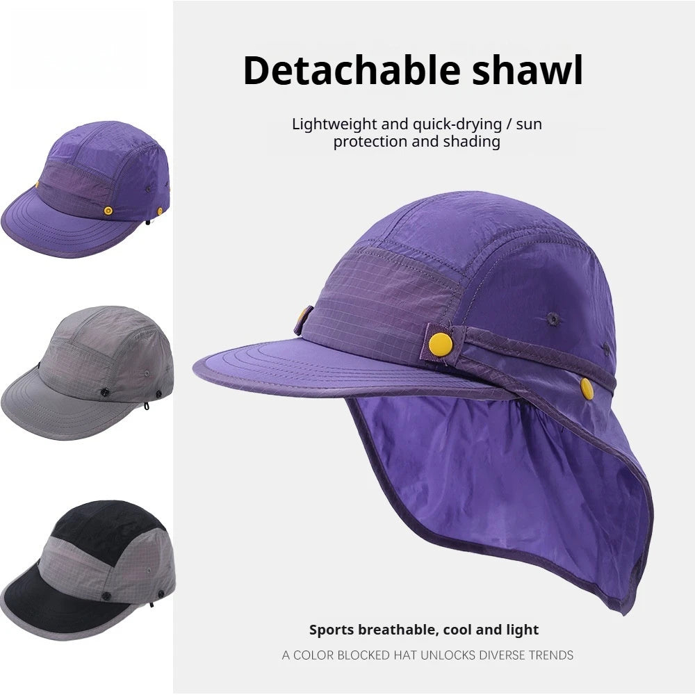 UPF50+ Sun Hat Detachable Neck Flap Quick Dry 5 Panel Camp Cap Outdoor Fishing Hiking Safari Hat Breathable Lightweight Unisex Ürün ana görseli