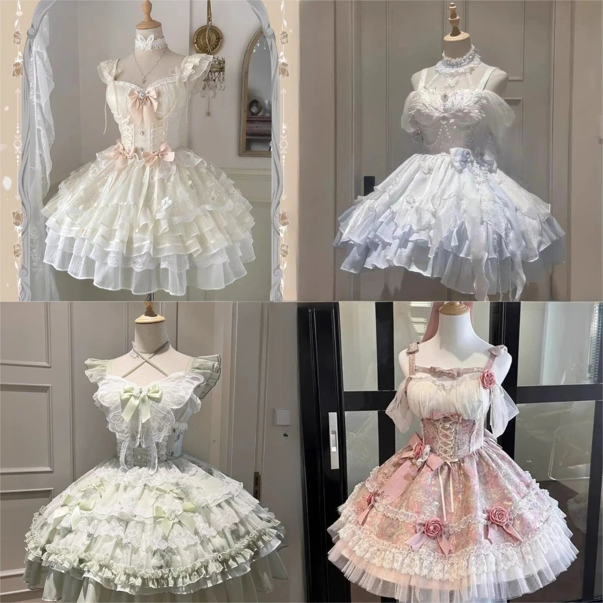Summer Japanese Style Kawaii Lolita Dress Women Party Vintage Sweet Lace Bow Birthdays Cake Dresses Harajuku Y2k Bandage Dress Ürün ana görseli