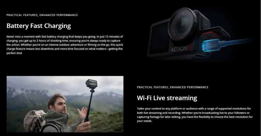 DJI Osmo Action 5 Pro Standard Combo Next-Gen 1/1.3 ″ Sensor Clear OLED Touchscreens 32X Super Slow Motion