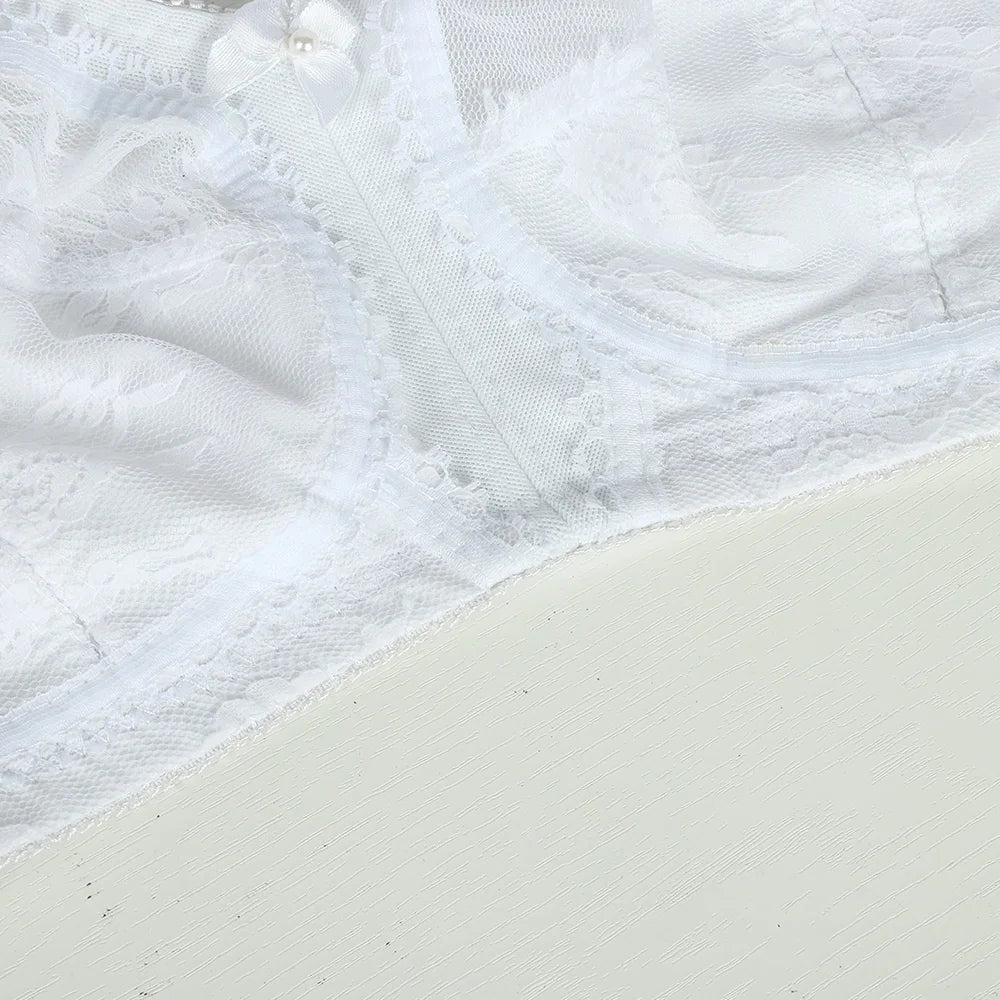 Large Size Sexy Bra for Women Ladies Underwear Translucent Lace Chiffon Wireless Minimizer Lingerie Brassiere Bralette Tops