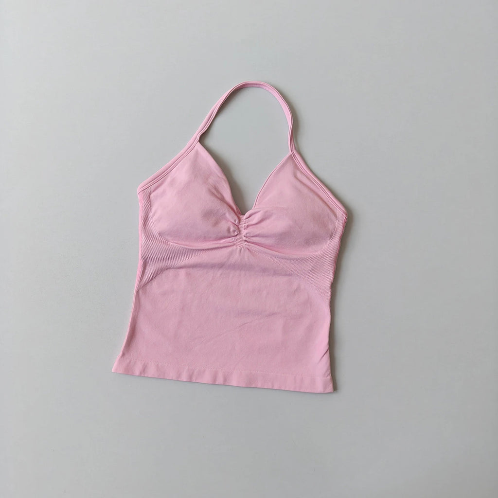Longline Strappy Top Yoga Vest Woman Backless Tank Tops Sports Fitness Bras Running Workout Gym Halter