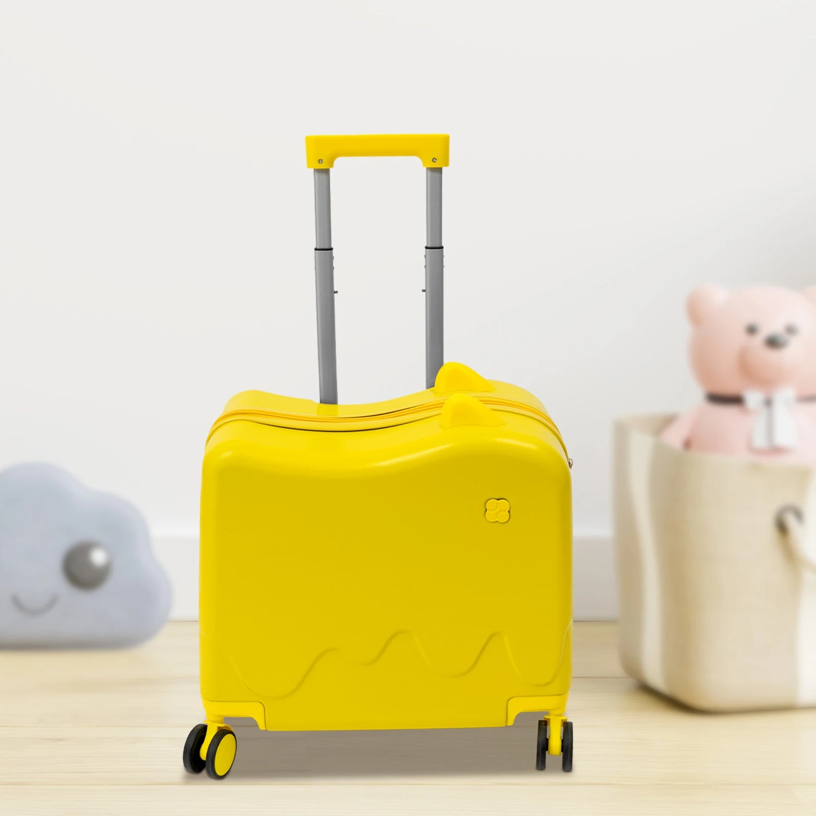 18 Inch Ride-On Suitcase, Cute Luggage with Internal Mesh Pocket, Storage Box with Swivel Casters for Short Trips, Yellow Secondary image
