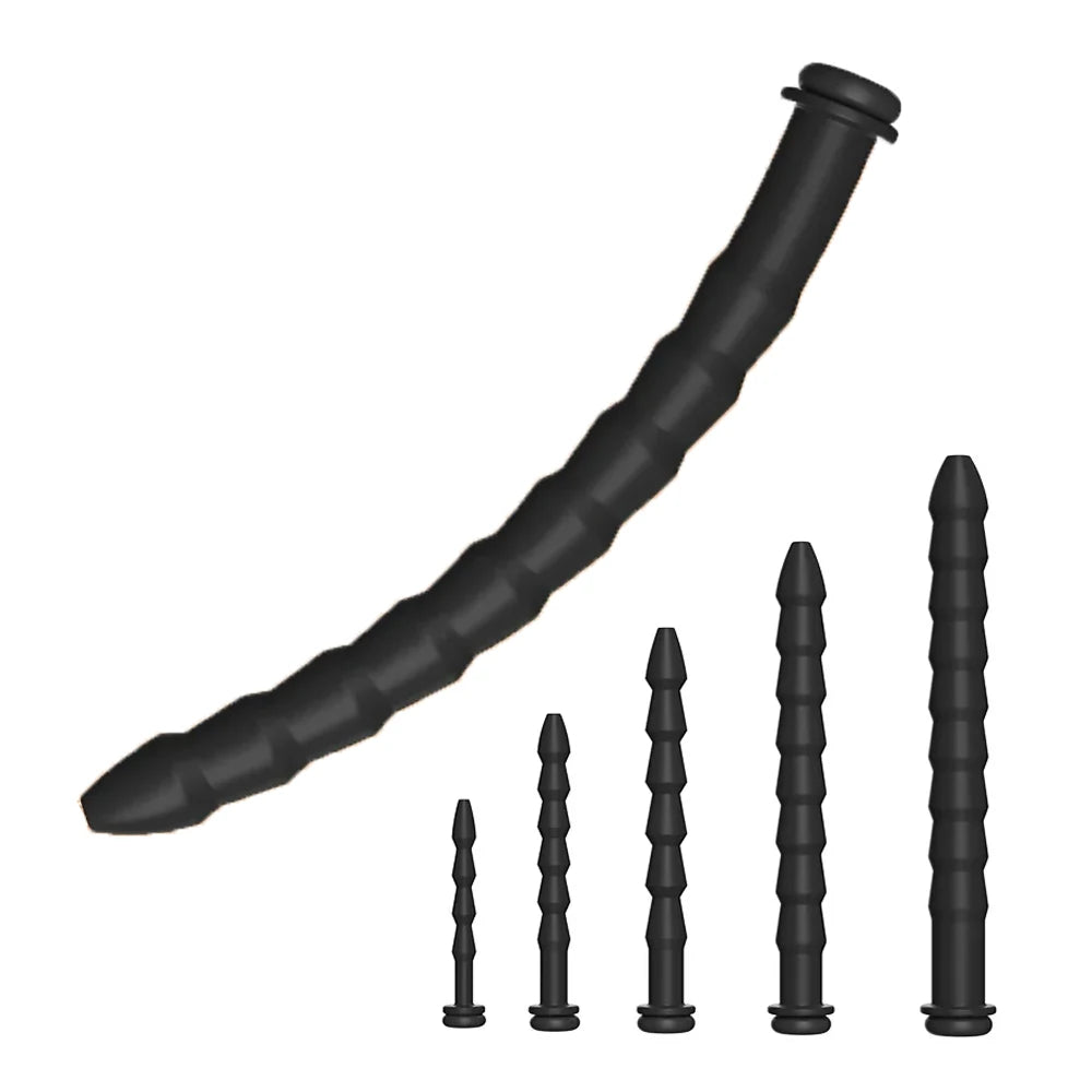 5 Sizes Curved Urethral Sound Penis Insert Stimulation Dilator Chastity Catheter Hollow Penis Plug With Stopper Sex Toys For Men Main image