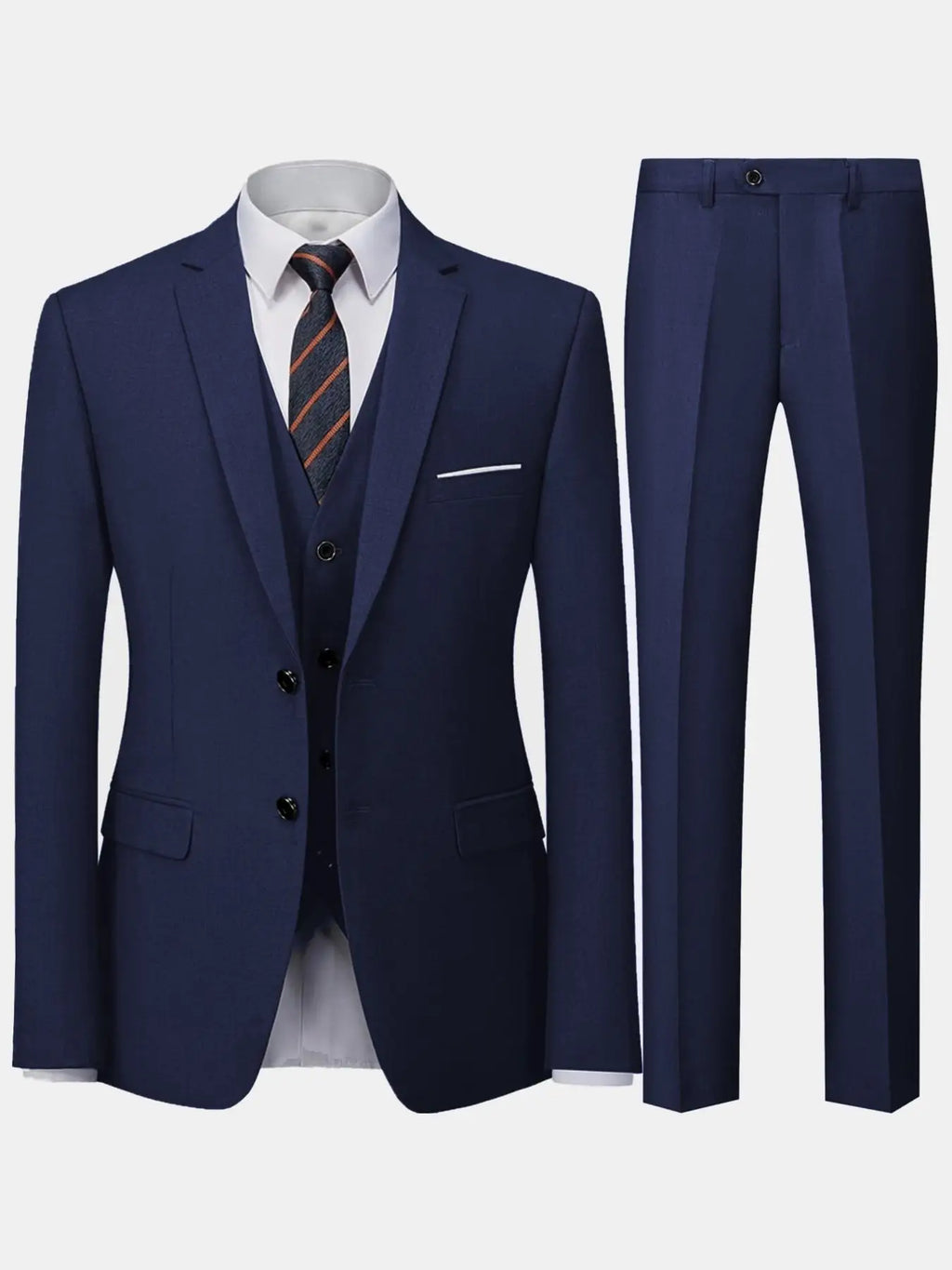 Men's Burgundy 2-Piece Suit Set (Blazer + Trousers Only, No Vest Included),Slim Fit Formal Business Wedding Party Jacket & Pants