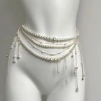 Multilayer Pearl Belt Waist Chain for Women's Fashion Retro Y2K Designer Belt Character Playing Clothes Accessories Party Belts