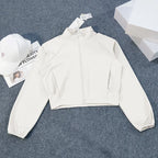 Yoga Wear American Style Sports Windproof Stand Collar Sun Protection Jacket Breathable Top Outdoor Quick-Dry Short Zipper Women
