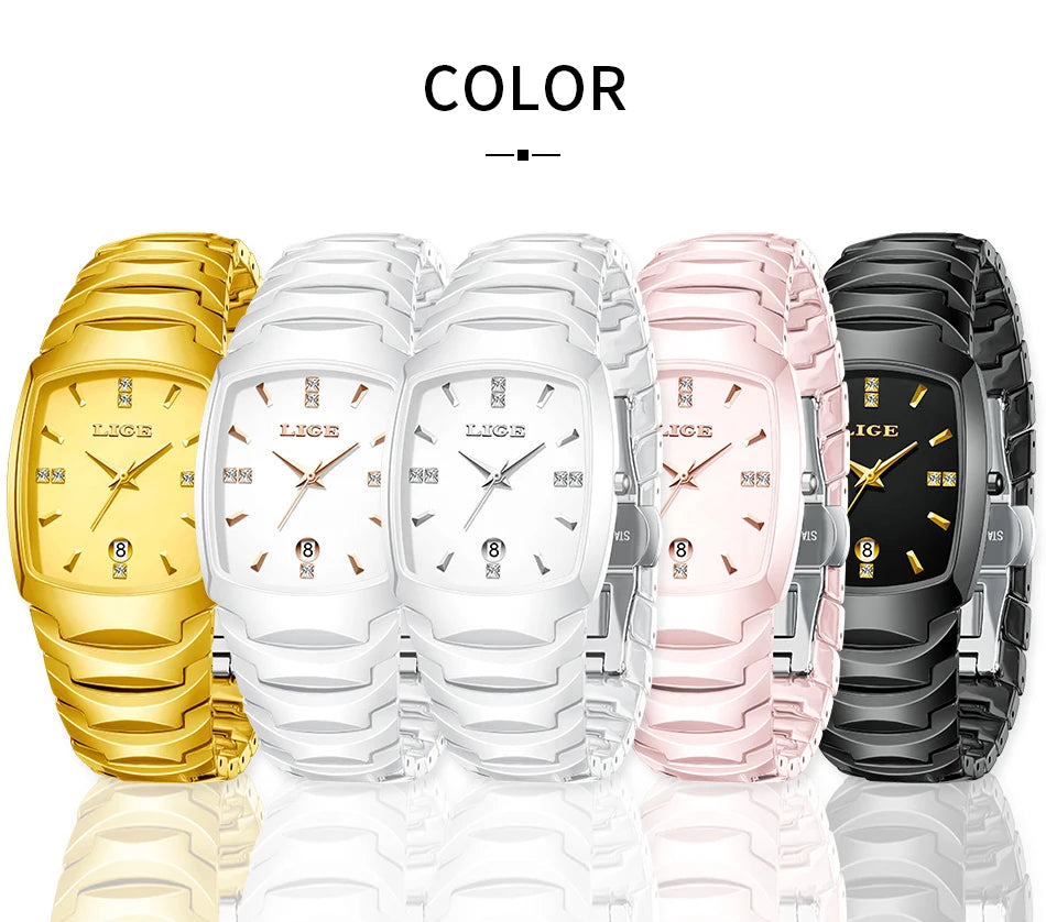 LIGE Fashion Luxury Woman Watch Simple Elegant Stainless Steel Casual Quartz Watches for Women Calendar Ladies Romantic Gift New