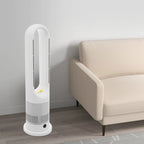 Year-Round Dual Mode Cooling Heating Tower Fan W/Remote 1200W Heater 8 Speeds 9H Timer 80° Oscillation Safe Bladeless