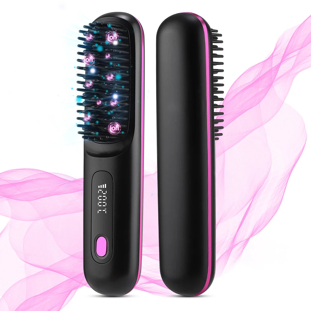 Cordless Hair Straightener Brush 3 Temperature Electric Negative Ions Ceramic Anti-Scald Heated Comb Hair Styling Tools Ürün ana görseli