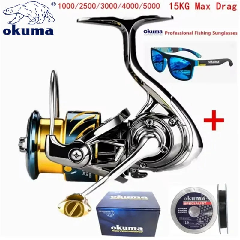 Okuma All Metal Fishing Reel Shallow Line Cup 15KG Anti Seawater Corrosion Rotating Reel 1000-5000 Ürün ana görseli