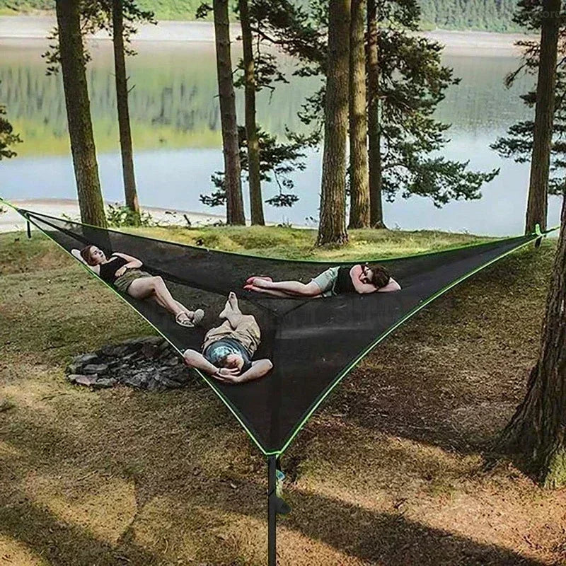Outdoor Camping Hanging Portable Bed Triangle Hammock Portable Multi Person Aerial Mat  travel Convenient Sleep Hammock bed Ürün ana görseli