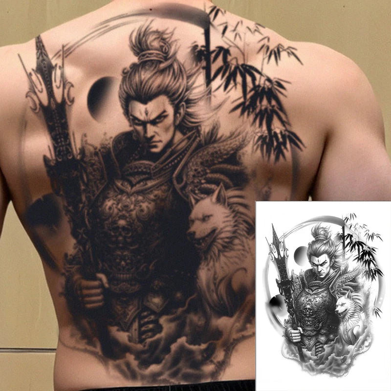 Magic Juice Ink Waterproof Tattoo Stickers Full Back Large Size Herbal Juice Temporary Tattoos Men Body Art Dragon Tiger