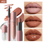 4pcs/Set Long Lasting Waterproof Lip Makeup Kit - Soft Smooth Creamy Lipliner Lipstick & lip gloss lip oil Set