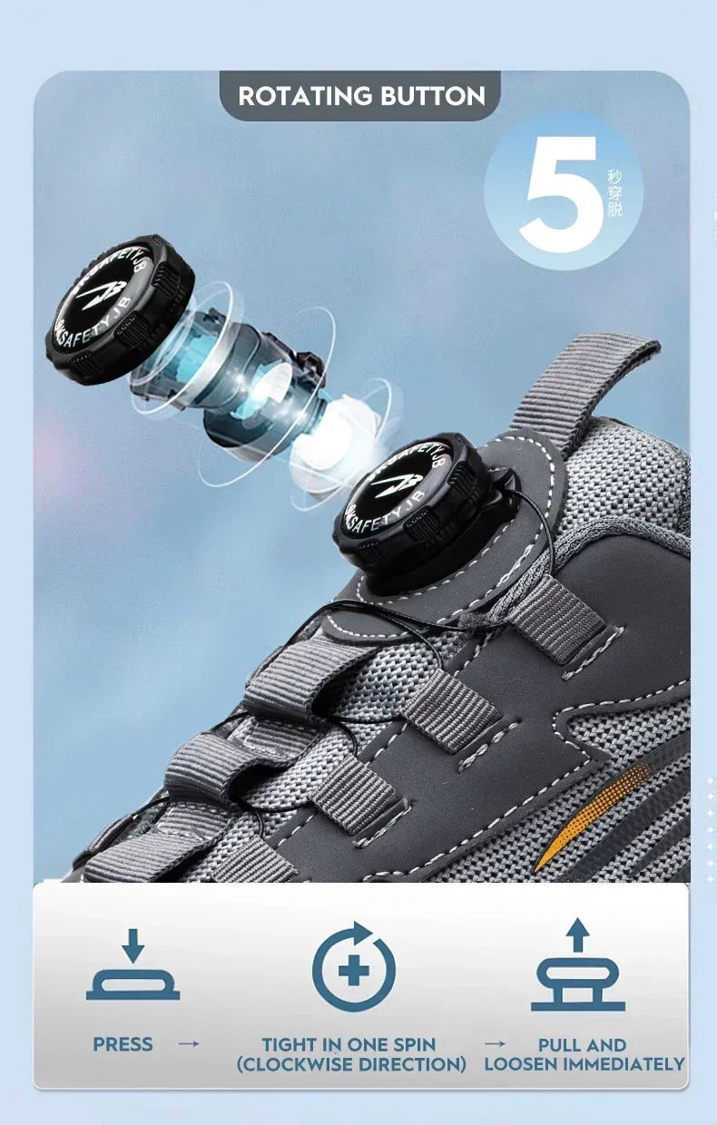 Men's Safety Shoes Protection And Elastic Safety Boots Fashionable Casual Shoes Breathable Odor Protection Men's Work Shoes
