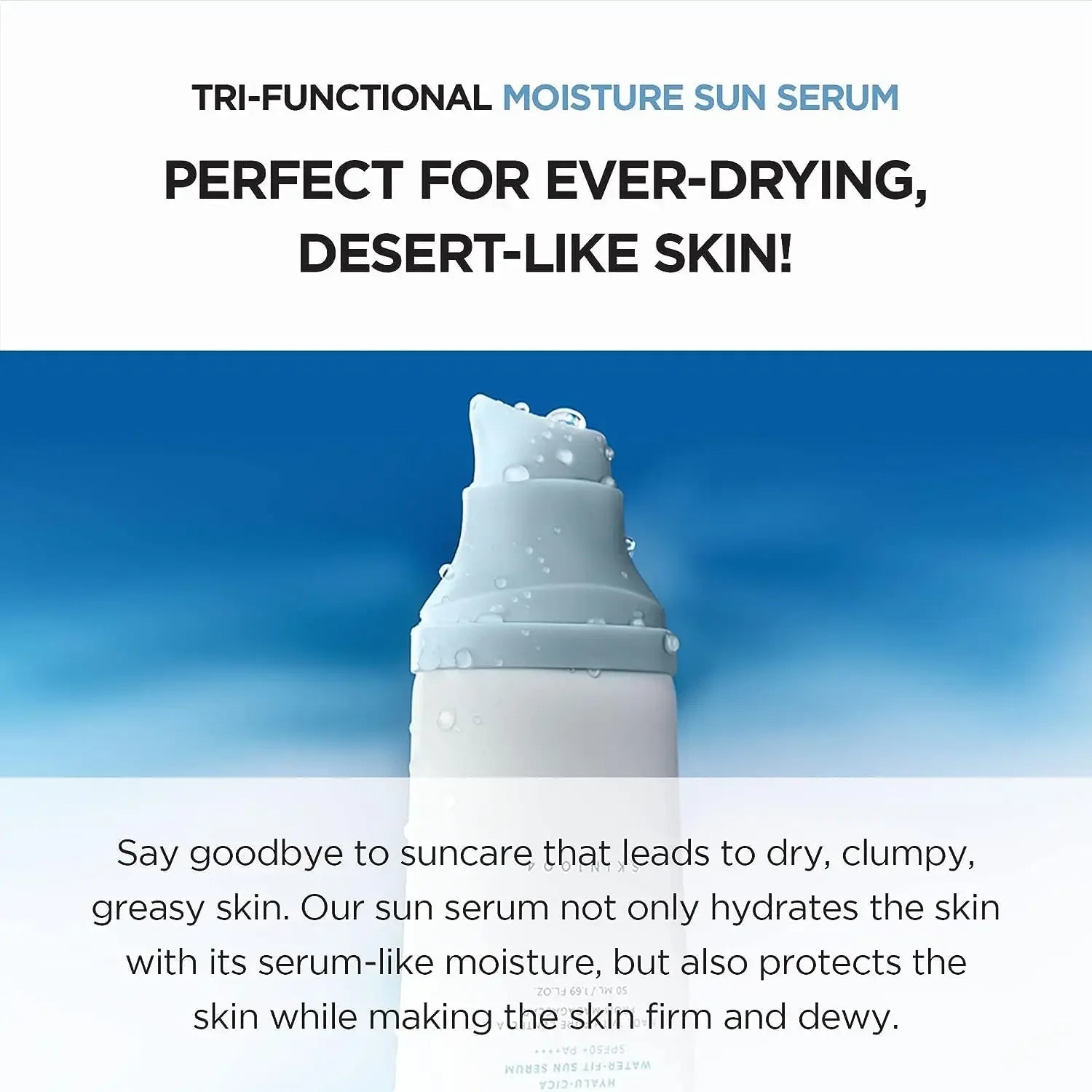 Skin1004 Korean Skincare Centella Sun Serum SPF50+ - Hyaluronic Acid UV Protection, Sensitive Skin
