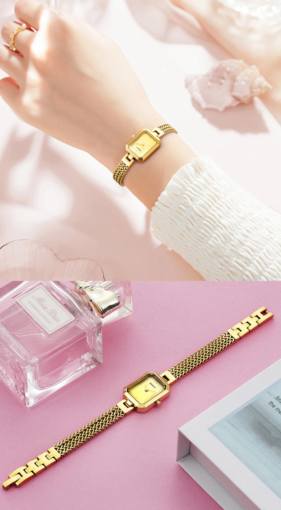BERNY Square Women Wristwatch Luxury Fashion Quartz watches Minimalist Rectangle Mini Dial Stainless Steel Jewelry Women's Watch