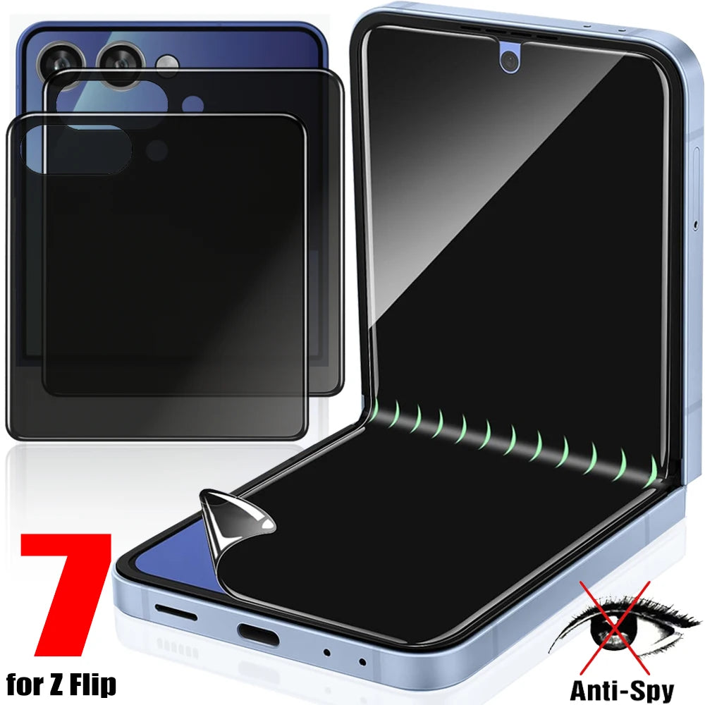 4in1 Privacy Screen Protector Inner & Outer Anti-Spy Hydrogel Films for Samsung Galaxy Z Flip 7 Flip7 Anti-peeping Protectors Ürün ana görseli
