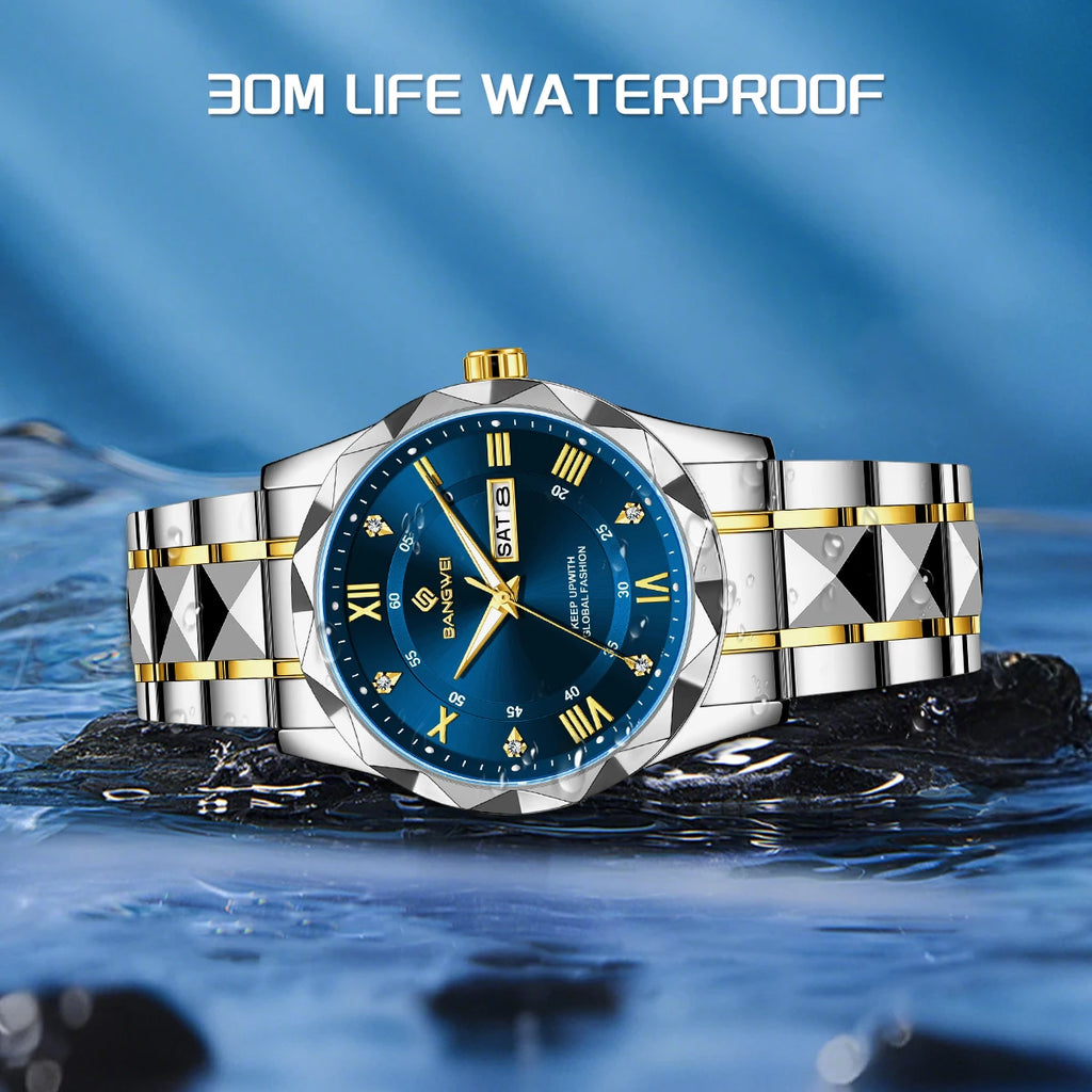 BANGWEI Elegant Luxury Quartz Woman Watch Fashion Classic Simple Stainless Clocks Auto Date Waterproof Diamond Ladies Wristwatch