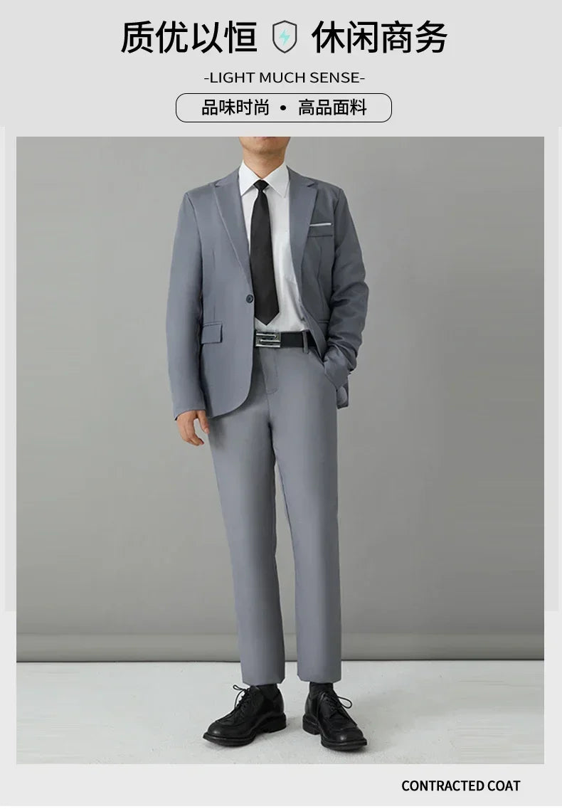 S-8XL Suit Men's Fashion Casual Outdoor (Blazer+ Pants) Gentleman Business Wedding Slim-fit Formal British Style Wedding Suit
