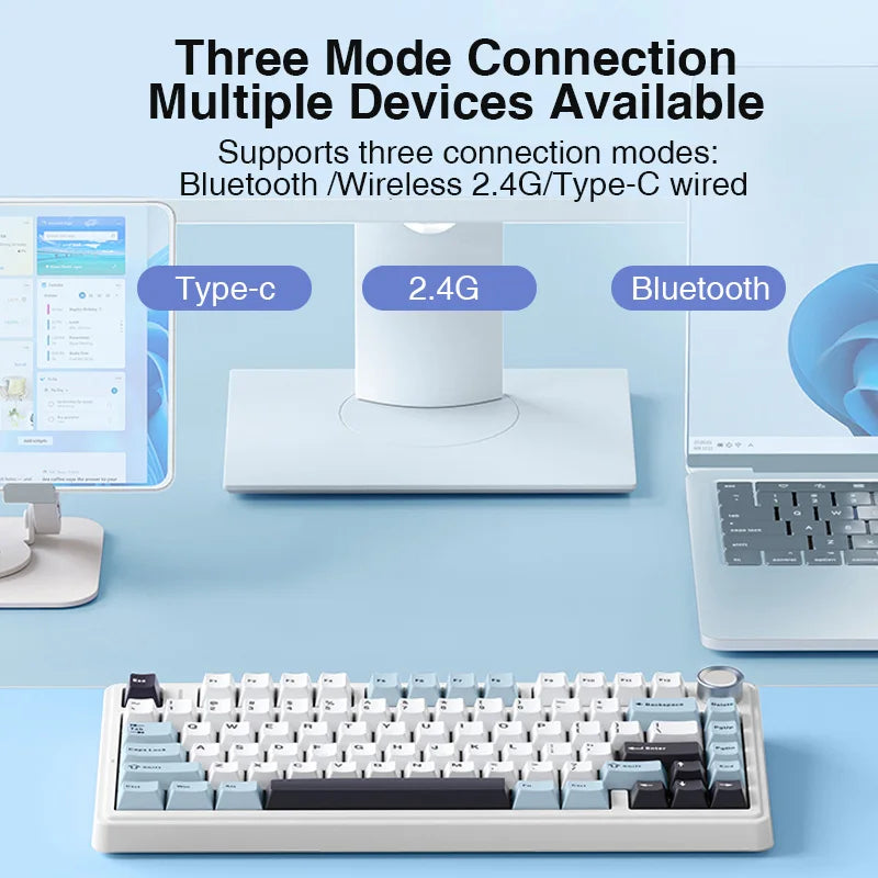 AULA F75 2.4G Wireless/Bluetooth/Wired Gaming Mechanical Keyboard RGB Customized 75% Layout OEM Profile Gasket Structure Ürün ikincil görseli