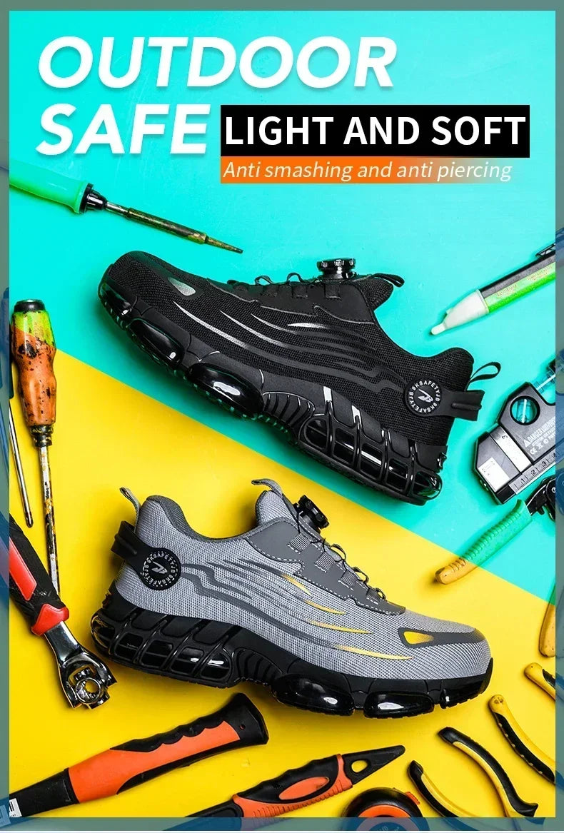Men's Safety Shoes Protection And Elastic Safety Boots Fashionable Casual Shoes Breathable Odor Protection Men's Work Shoes