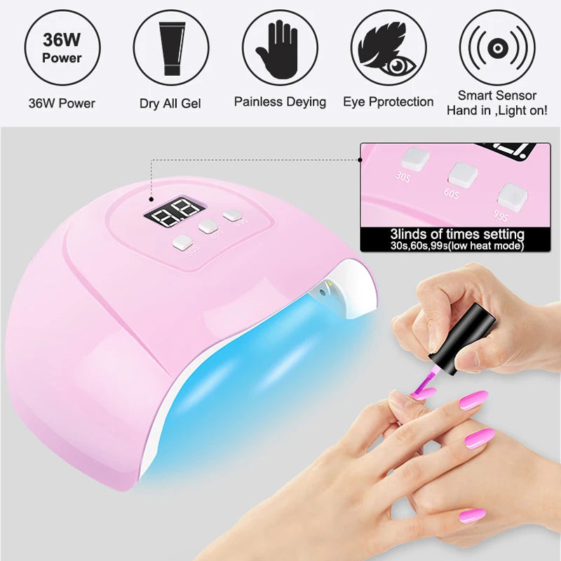 Gel Varnish Kit Professional Nail Gel Kit With Nail Dryer Soak Off Nail Gel Polish Kit  Base Coat  Top Coat Manicure Tools Set Secondary image