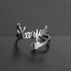 Custom Double First Name Finger Ring For Women Men Personalized Couple Family Gift Gold Color Stainless Steel Metal Jewelry