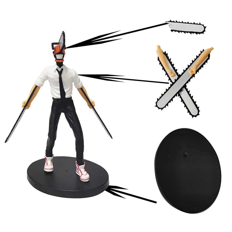 Anime Chainsaw Man Figure 2pcs Set Denji Action Figural 14-17cm Car Decoration Doll PVC Model Collection Toys Children Gifts