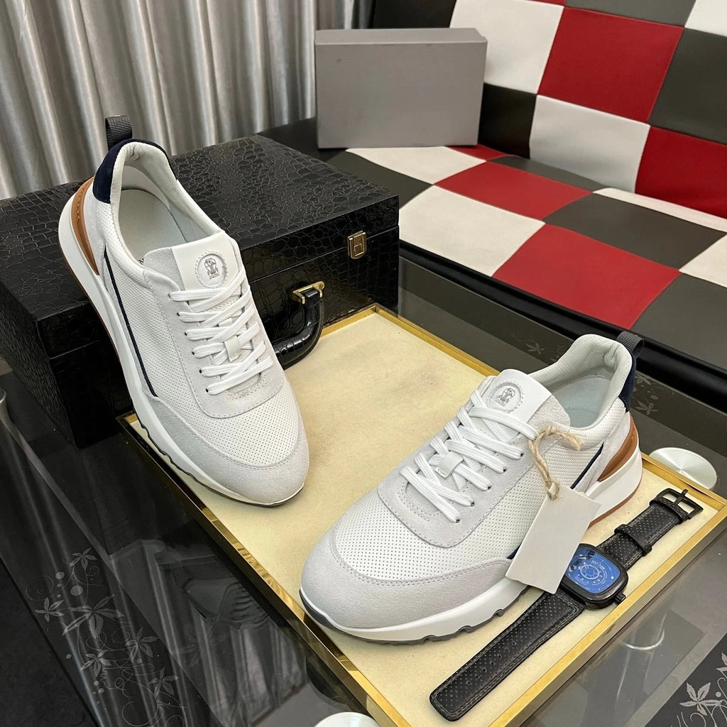 Luxury Brand Men's Shoes Handmade Casual Sneakers Jacquard Nylon Fabric with Suede Hiking Cycling Running Shoes Holiday Gifts