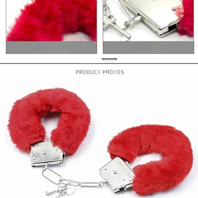 BDSM Hand Binding Sex Adult Hands Binding Toys Adjustable Metal Plush Handcuffs Binding Fetish Slave Couples Adult Game Products