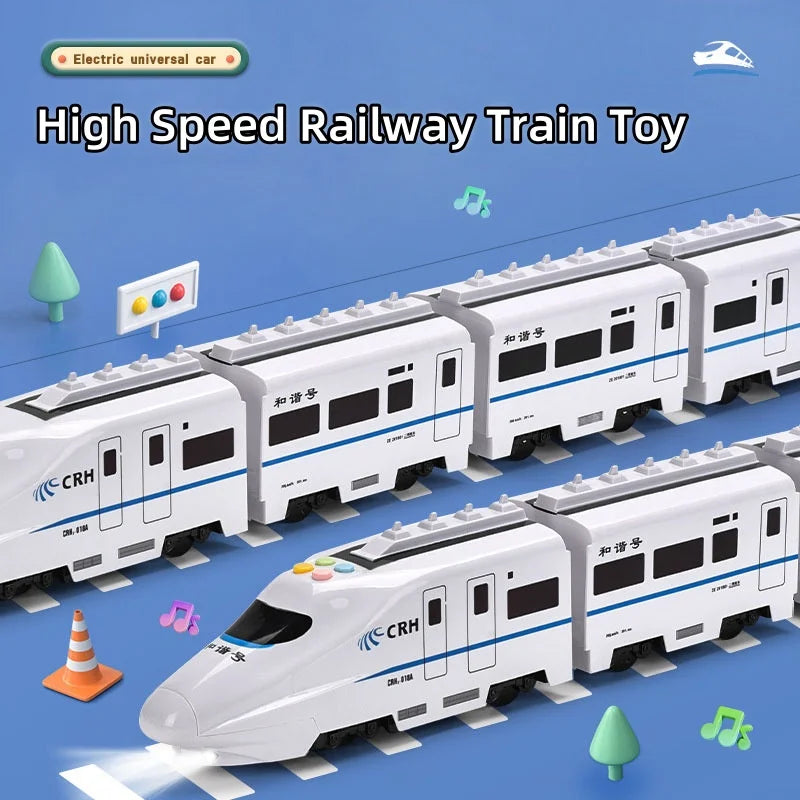 Toy Train Electric Bullet Train Battery Operated Action Locomotive Car High Speed Vehicle with Train Sound Light Gift for Kids
