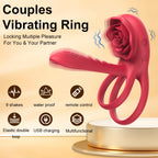 Rose Penis Ring Vibrator Female G-spot Clitoral Stimulation Male Ejaculation Delay Silicone CockRing Adult Sex Toy for Couples