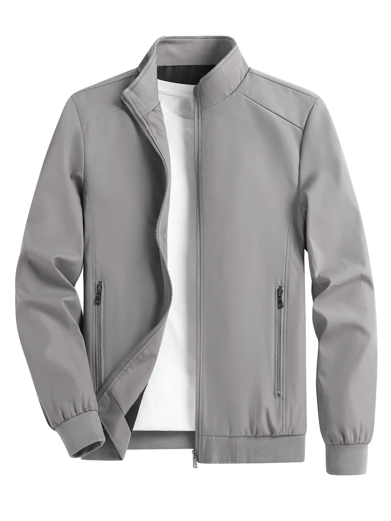 Men's Spring and Autumn Thin Casual Jacket Solid Color Stand Collar Cardigan Jacket Men's Outdoor Sports Casual Versatile Top Ürün ana görseli