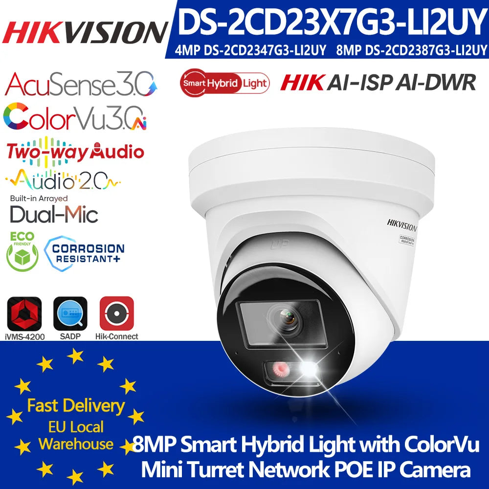 Hikvision DS-2CD2347G3-LI2UY DS-2CD2387G3-LI2UY 4MP 8MP Smart Hybrid Light F1.0 ColorVu3.0 Acusense3.0 Network POE IP Camera Ürün ana görseli