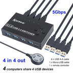 MZX 4x4 USB 3.0 Switch Selector KVM Switcher Hub 3 0 Cable PC Laptop Computer Share USB Devices Keyboard Mice Printer KVM Switch
