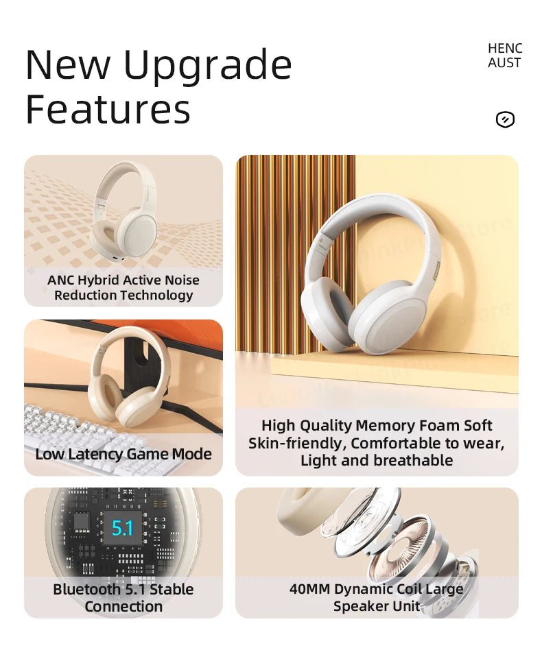 Choice Lenovo th30 wireless headphones Bluetooth earphone 5.0 foldable headset sport headphone game Fone Bluetooth earbuds