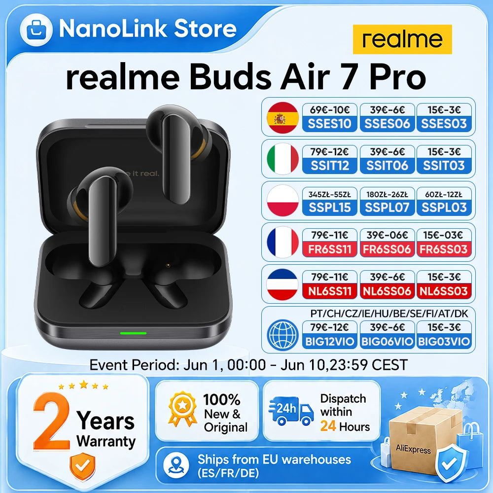 realme Buds Air 7 Pro Bluetooth Earphone For realme 16 Pro plus realme GT 8 Pro 53dB 48 Hours Battery Life Hi-Res LHDC 5.0 Main image