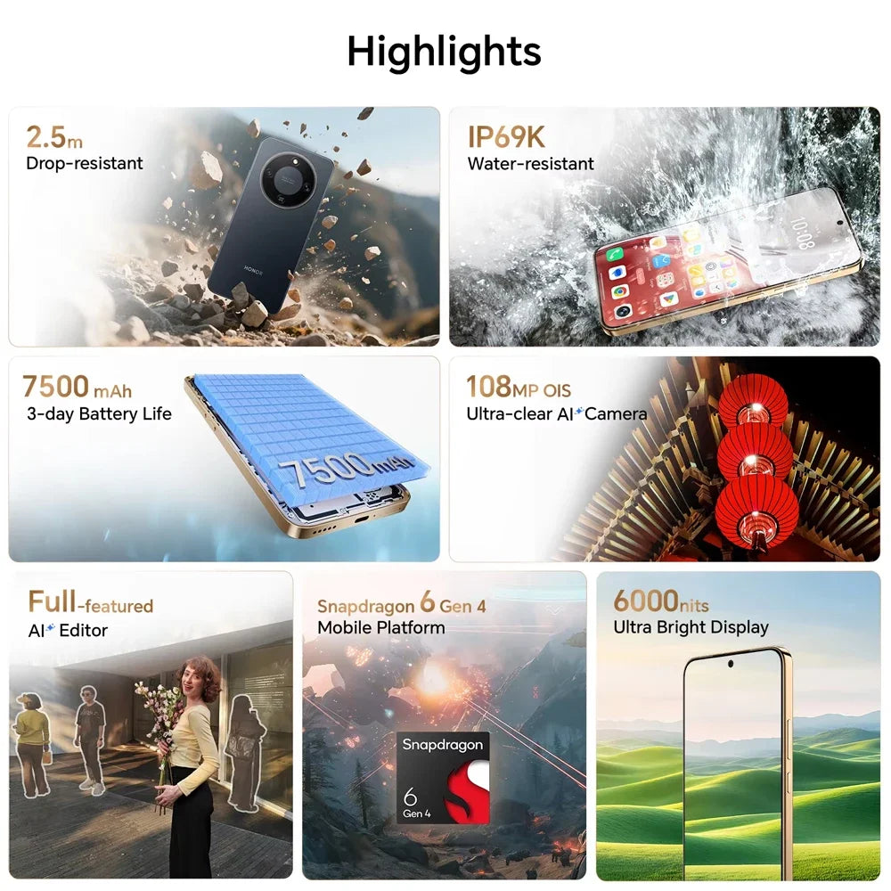HONOR Magic8 lite 5G, EU Version,5G Smartphone, 7500mAh Battery ,108MP Main Camera, 6.79'' AMOLED Display, Triple Resistant
