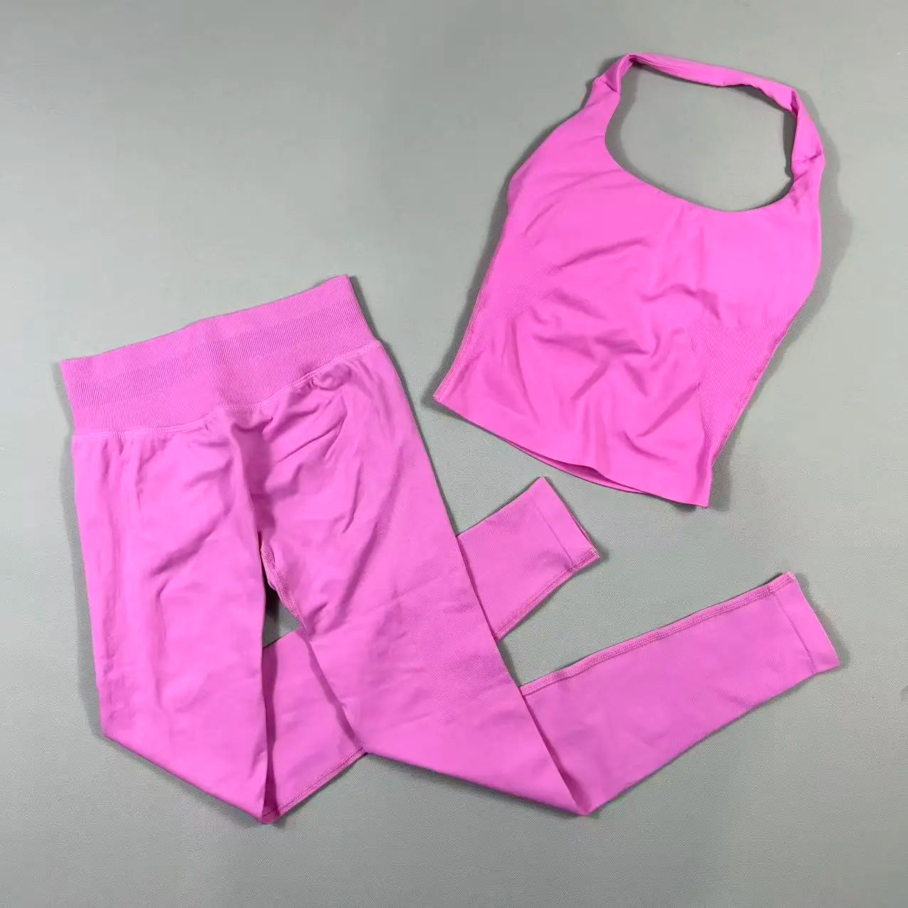 NO LOGO Yoga outfit sports Impact gym set Halter Top and leggings pant sets Backless halterneck High stretch sportswear