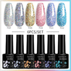 LILYCUTE 7ML 6PCS Neon Gel Nail Polish Set fluorescent Series Color Changing Semi Permanent Soak Off Manicure kit Nail Art Gel