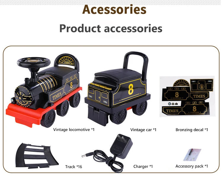 Kids Train Riding Toy Ailway Classical Electric Model Can Carry A Small Train Rail Car Children's Baby Walker Stroller Toys Boys