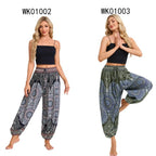 Women's Boho Wide Leg Harem Pants Adult High Waist Yoga Loose Lantern Pants Breathable Beach Trousers Vacation Printed Jagger