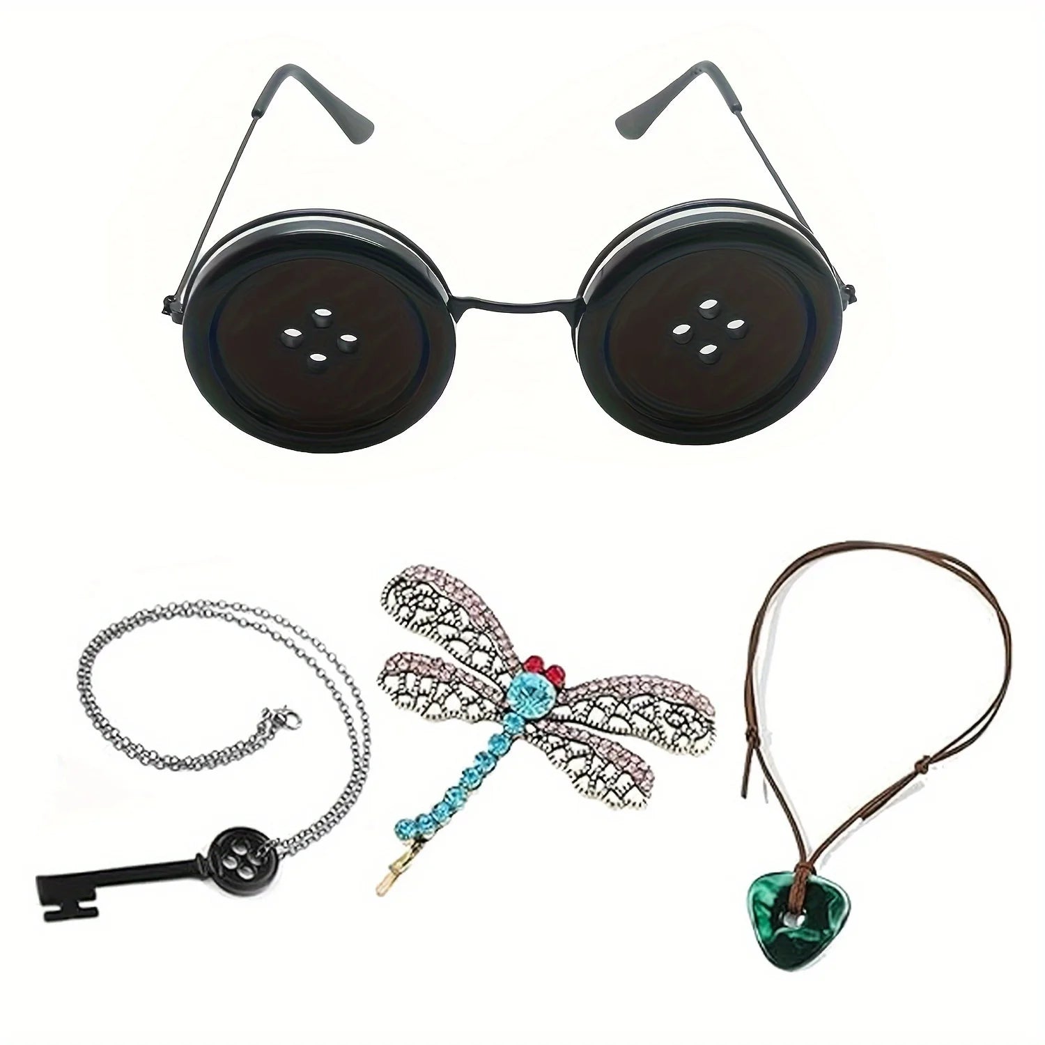 1PC/2PC Coralines Button Eyes Glasses Halloween Cosplay Eyewear Props Novelty Funny Glasses For Other Mother Costume Accessories